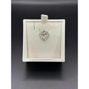 10K White Gold Heart Pendant w/ Clear Stones